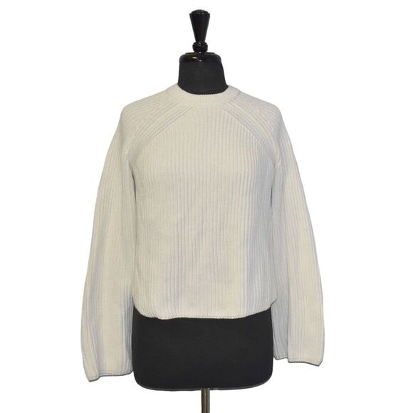B5 NEW MCQ BY ALEXANDER MCQUEEN Lace-up Cotton Rib Knit Ivory Sweater Sz S $490 - Picture 1 of 7